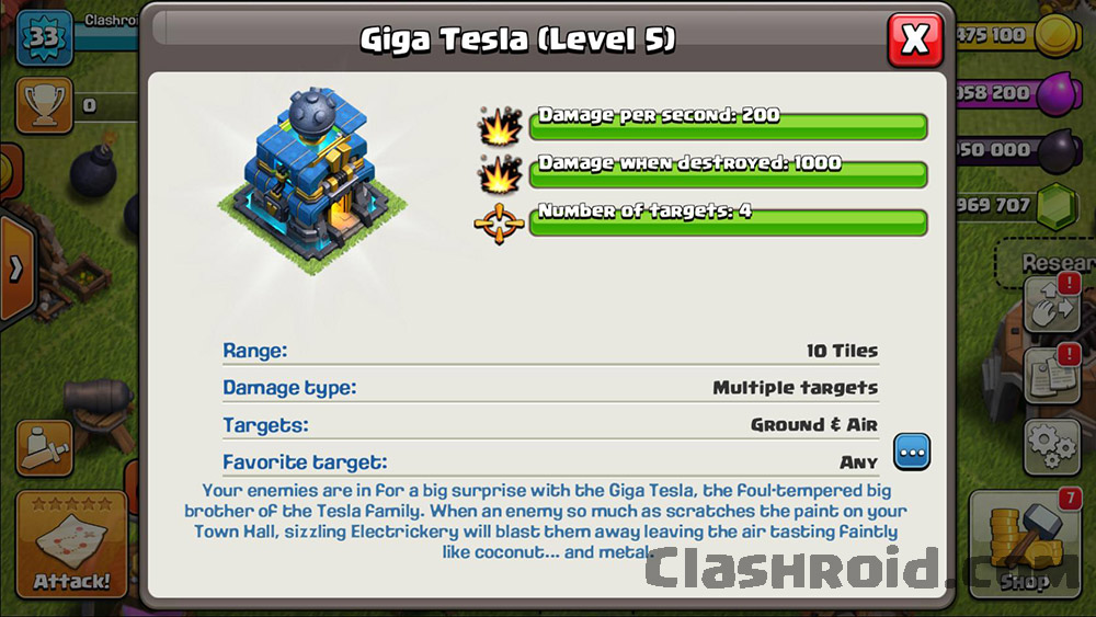 Upgrade Giga Tesla in COC Mod